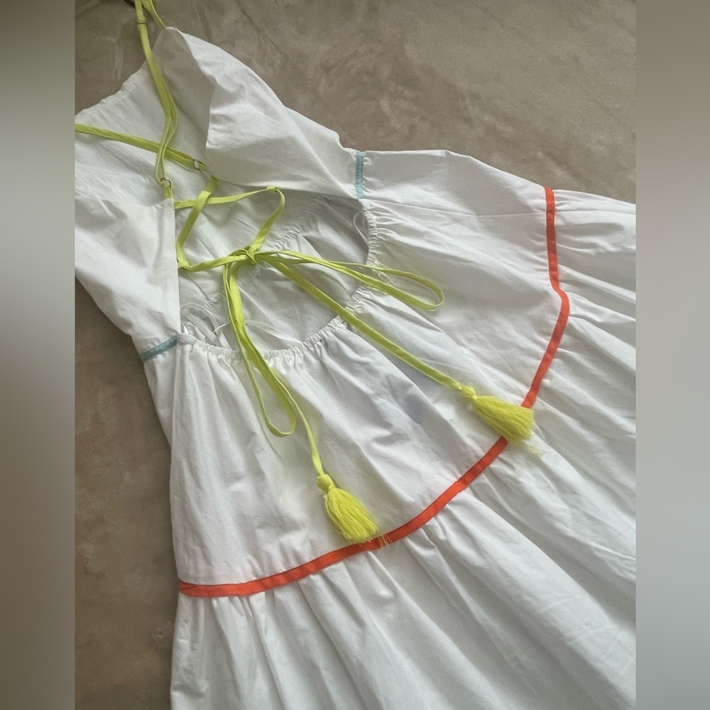 Aakaa White Dress with Lime Accents - Picture 9 of 11
